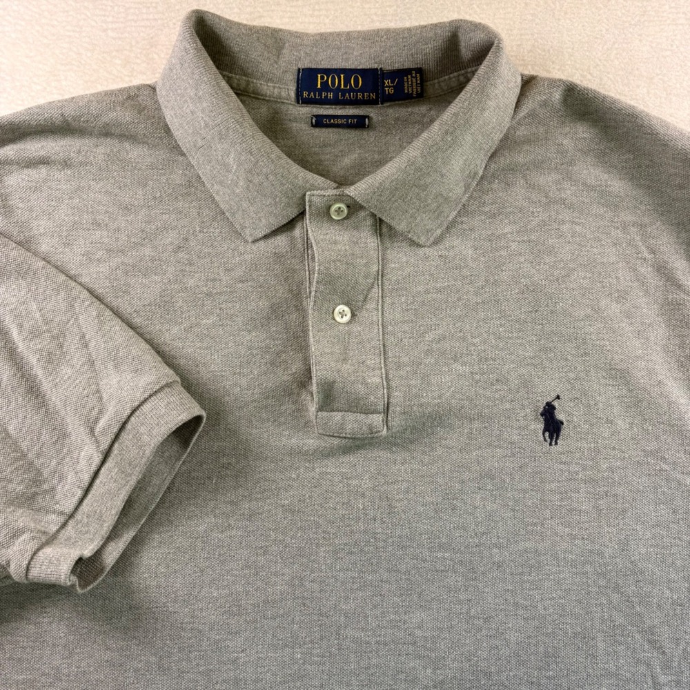 Polo Ralph Lauren Mens Classic Fit Short Sleeve Polo Shirt Heather Grey XL